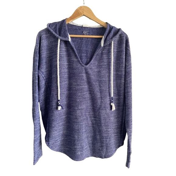 Roxy Boho Surf‎ Open Neck Drawstring Hooded Scoop Hem Sz M - Picture 1 of 10